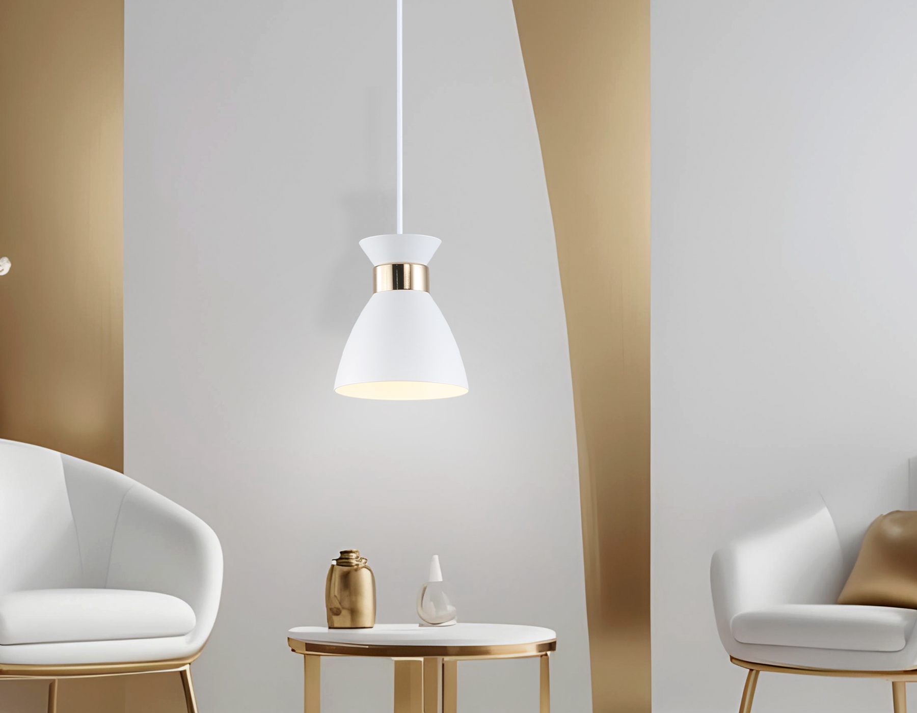 Светильник подвесной в стиле лофт TR8465 WH/FGD белый/золото E27 max 60W D130*1000