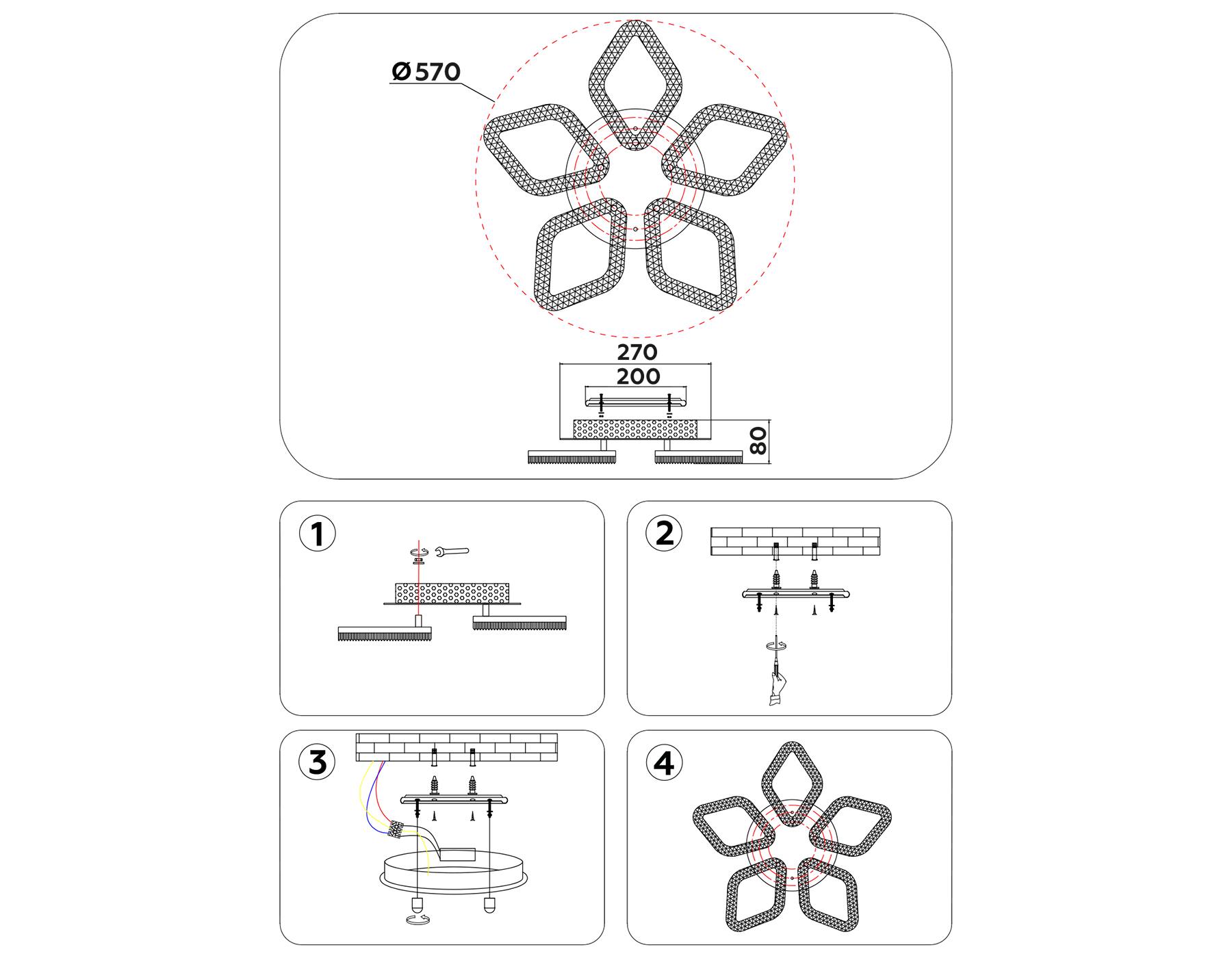 Потолочный светодиодный светильник с RGB подсветкой и пультом FA3925/5 WH белый 100W 3000K/4200K/6400K+RGB D570*80 (ПДУ РАДИО 2.4G)
