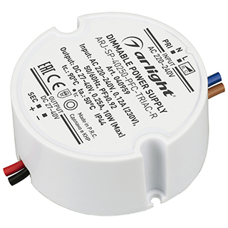 Блок питания ARJ-SP-40250-PFC-TRIAC-R (10W, 27-40V, 250mA) (Arlight, IP44 Пластик, 5 лет) 040959