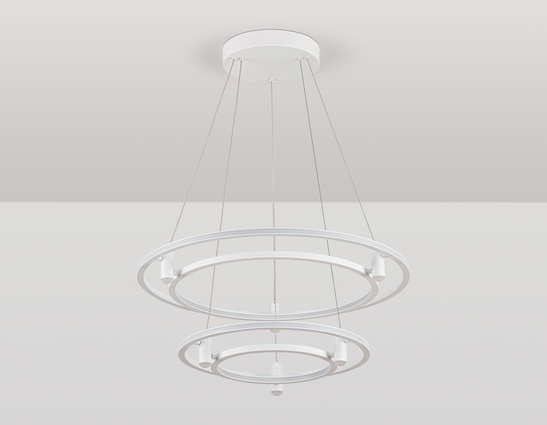 Подвесной светодиодный светильник FL5542/2+6 WH белый 90W 3000K/4200K/6400K D600/400*1300 (без ПДУ)