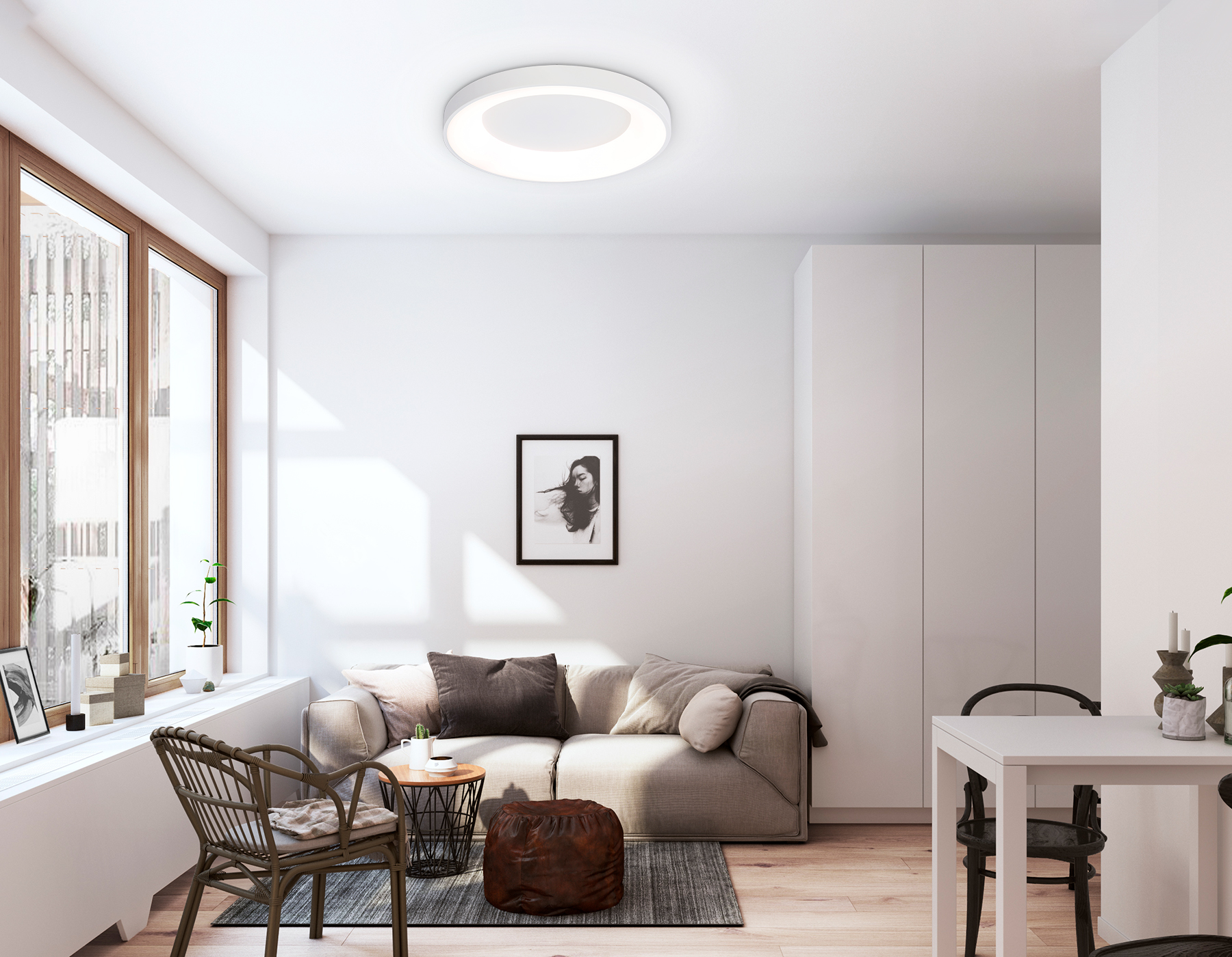 Потолочный светодиодный светильник с пультом FZ1401 WH белый IP20 48W 3000K-6500K D500*50 (ПДУ ИК)