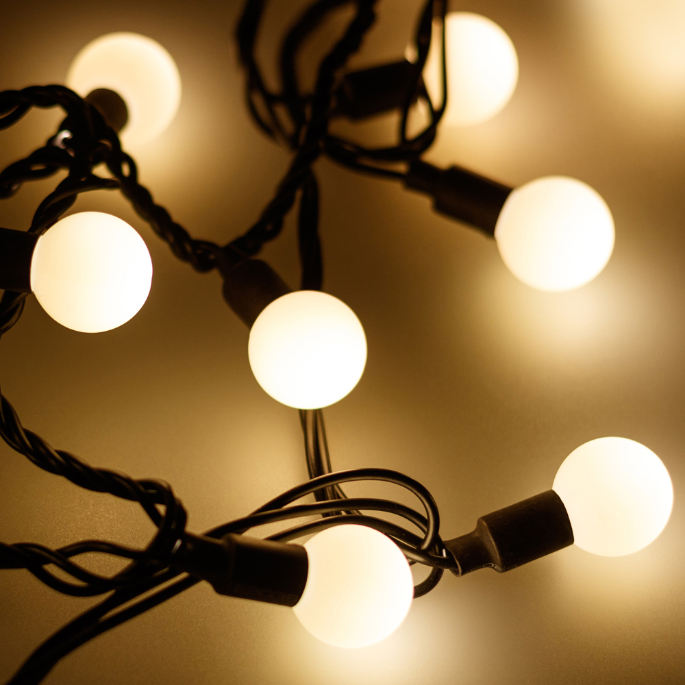 Светодиодная гирлянда ARD-BALL-CLASSIC-D23-10000-BLACK-80LED WARM (230V, 3.5W) (Ardecoled, IP65) 025617