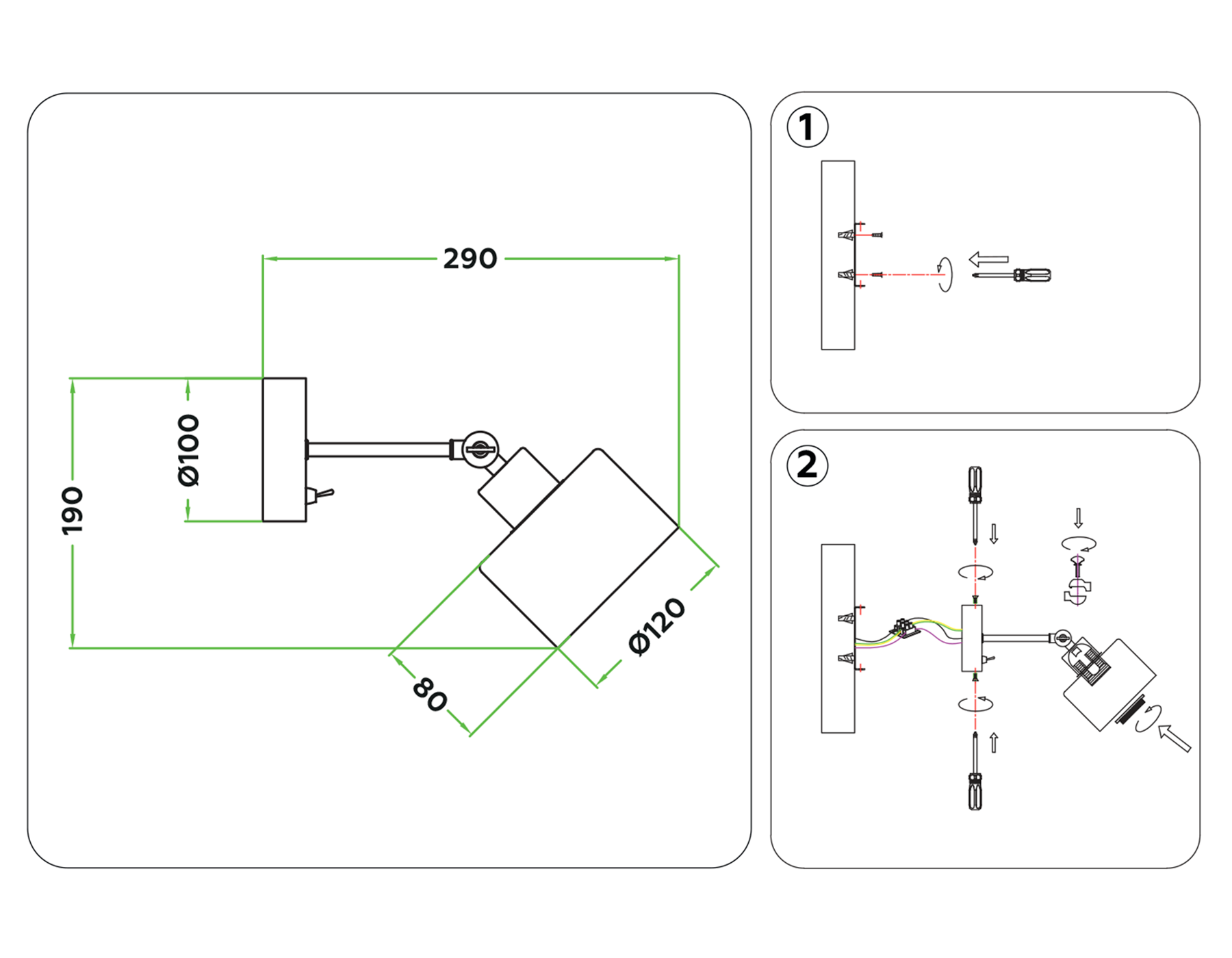 Накладной спот с выключателем в стиле лофт TR8135 WH белый E27 max 40W D120*290