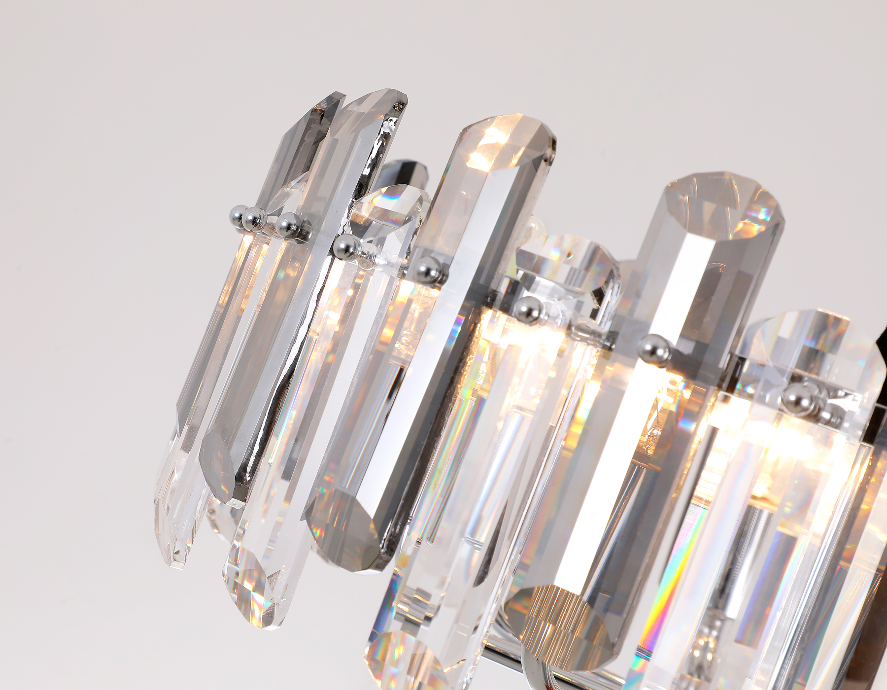 Подвесная хрустальная люстра TR5303/8 CH/SM хром/дымчатый E14/8 max 40W D500*615