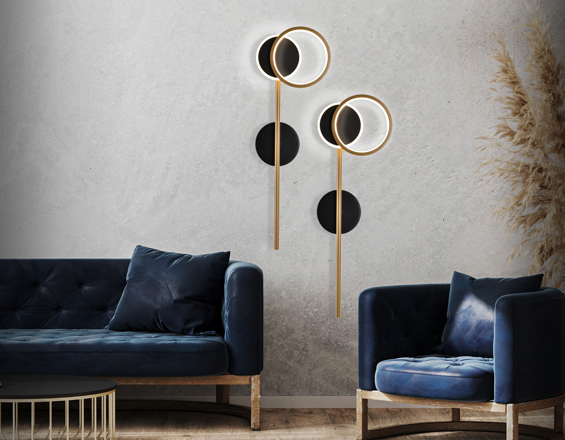 Настенный поворотный светодиодный светильник FL5192 SBK/GD черный песок/золото LED 3000K 9W 600*221*30