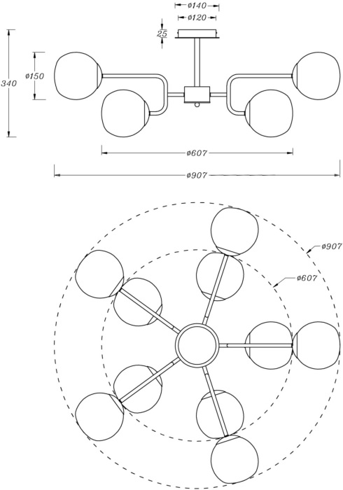 Потолочная люстра Erich MOD221PL-10N (mod221pl-10n)