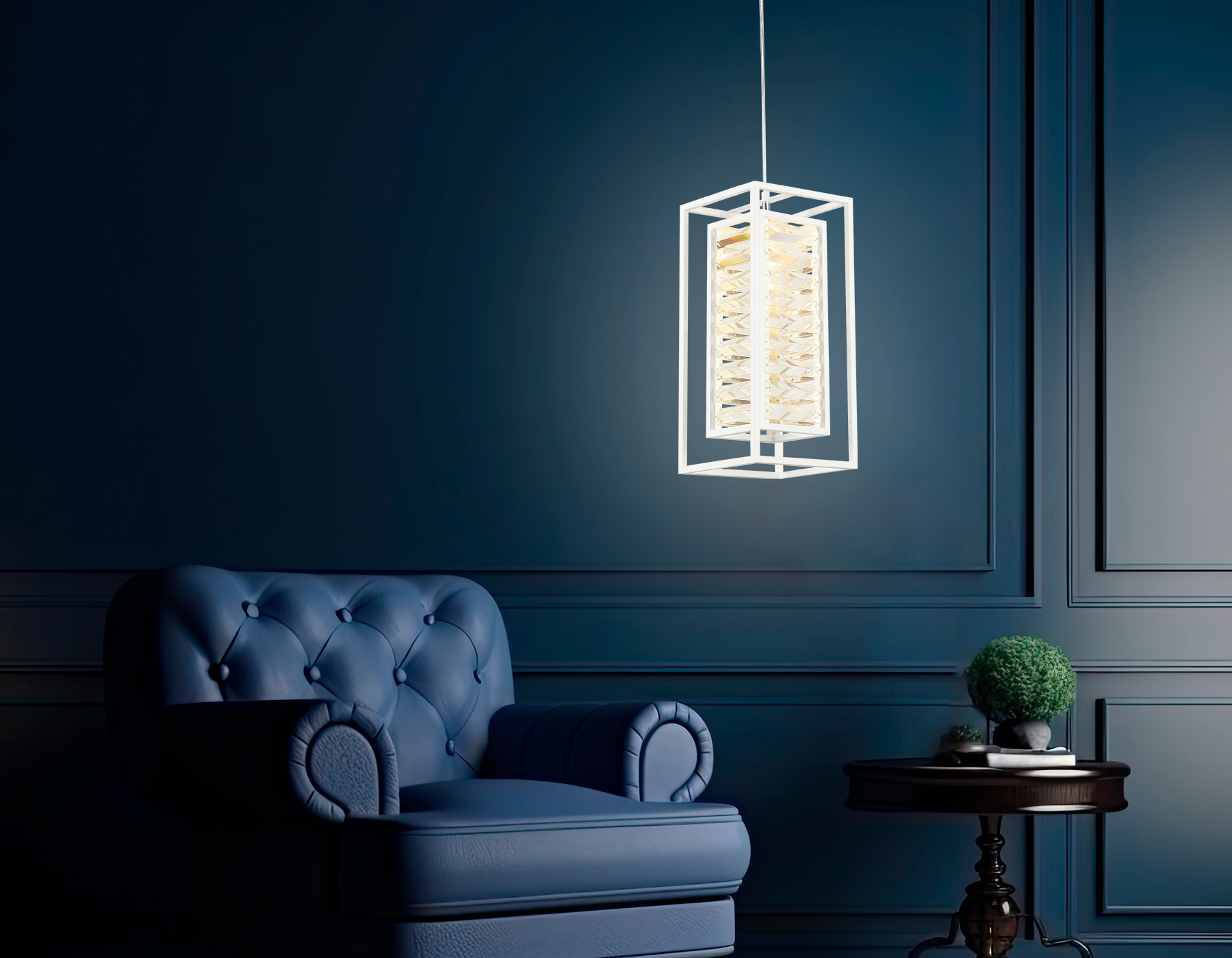 Подвесной светильник с хрусталем TR5042 WH/CL белый/прозрачный E14/1 max 40W 180*180*760