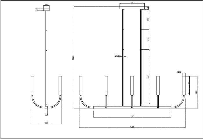 Потолочная люстра на штанге Deja Vu MOD423CL-08C (mod423cl-08c)