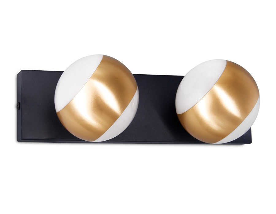 Настенный поворотный светильник с акрилом FW575/2 SBK/GD черный песок/золото G9 max 40W 260*70*85