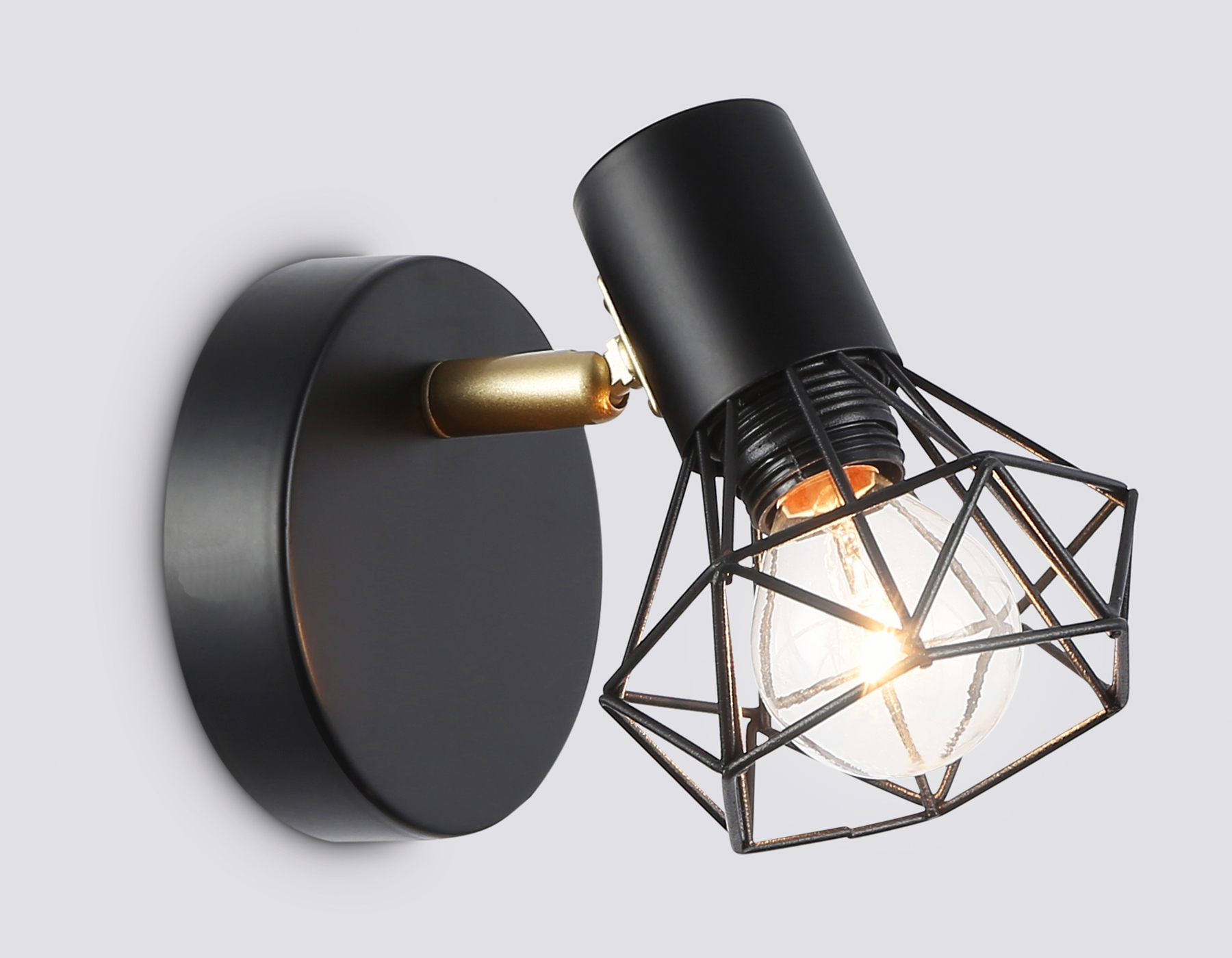 Настенно-потолочный спот в стиле лофт TR8655 BK/GD черный/золото E14 max 60W 170*100*140