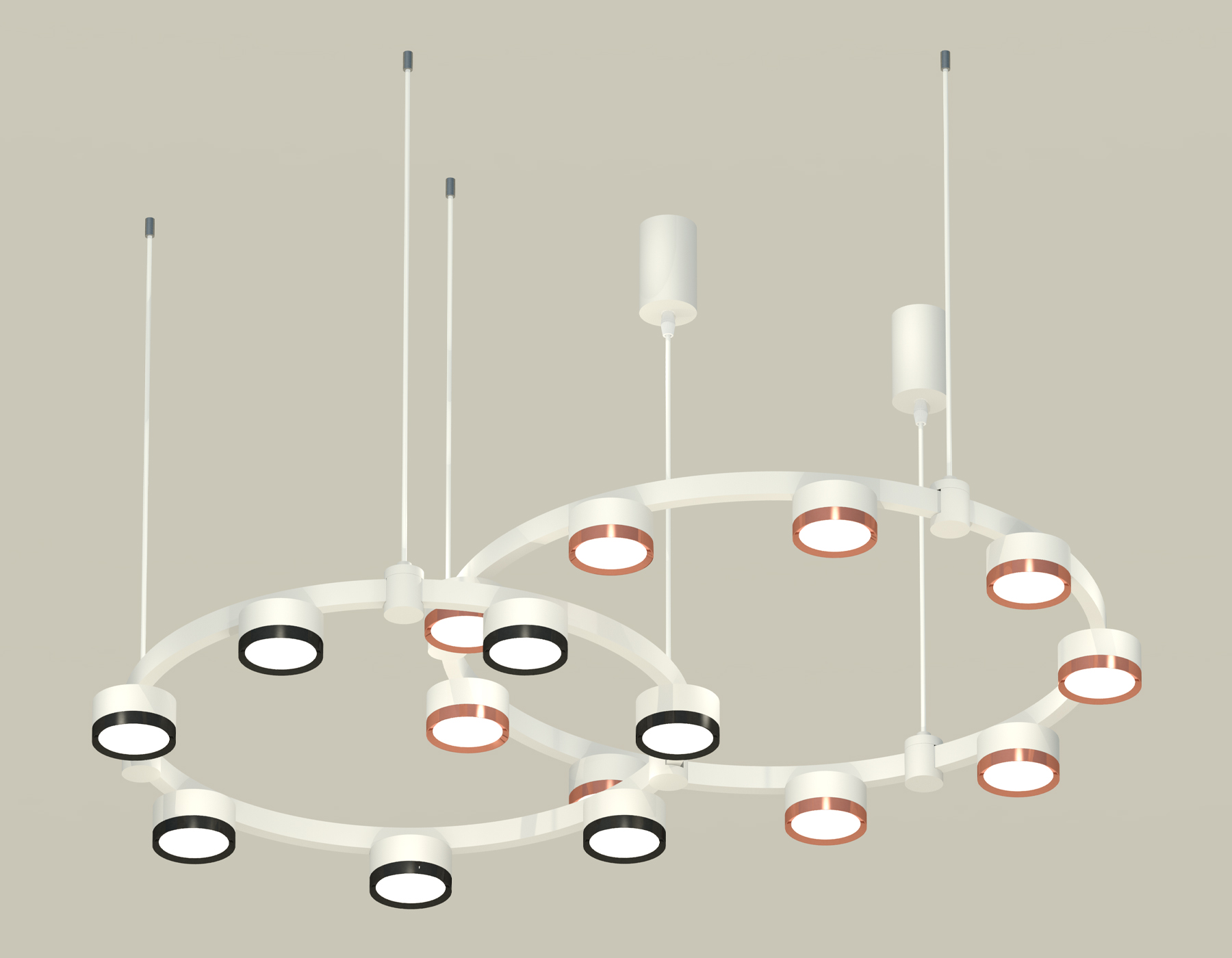 Комплект подвесного светильника Techno Ring XR92081210/16 SWH/PPG/PBK белый песок/золото розовое полированное/черный полированный GX53