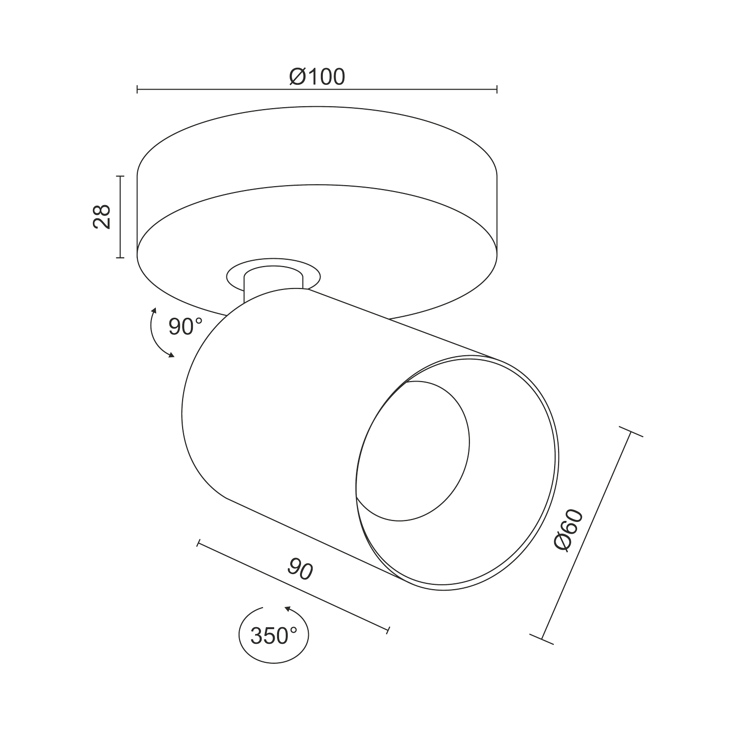 Накладной поворотный светодиодный светильник Ledron SAGITONY R1 S60 White (2508)