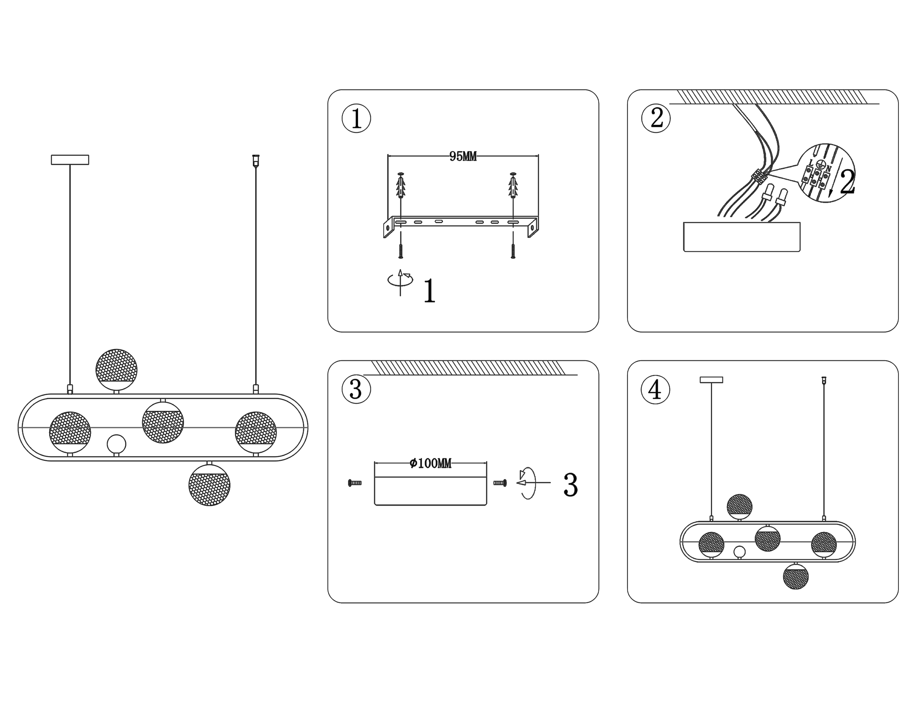 Подвесной светильник со сменной лампой TR5433/5 GD золото G9/5 max 40W 780*110*1000