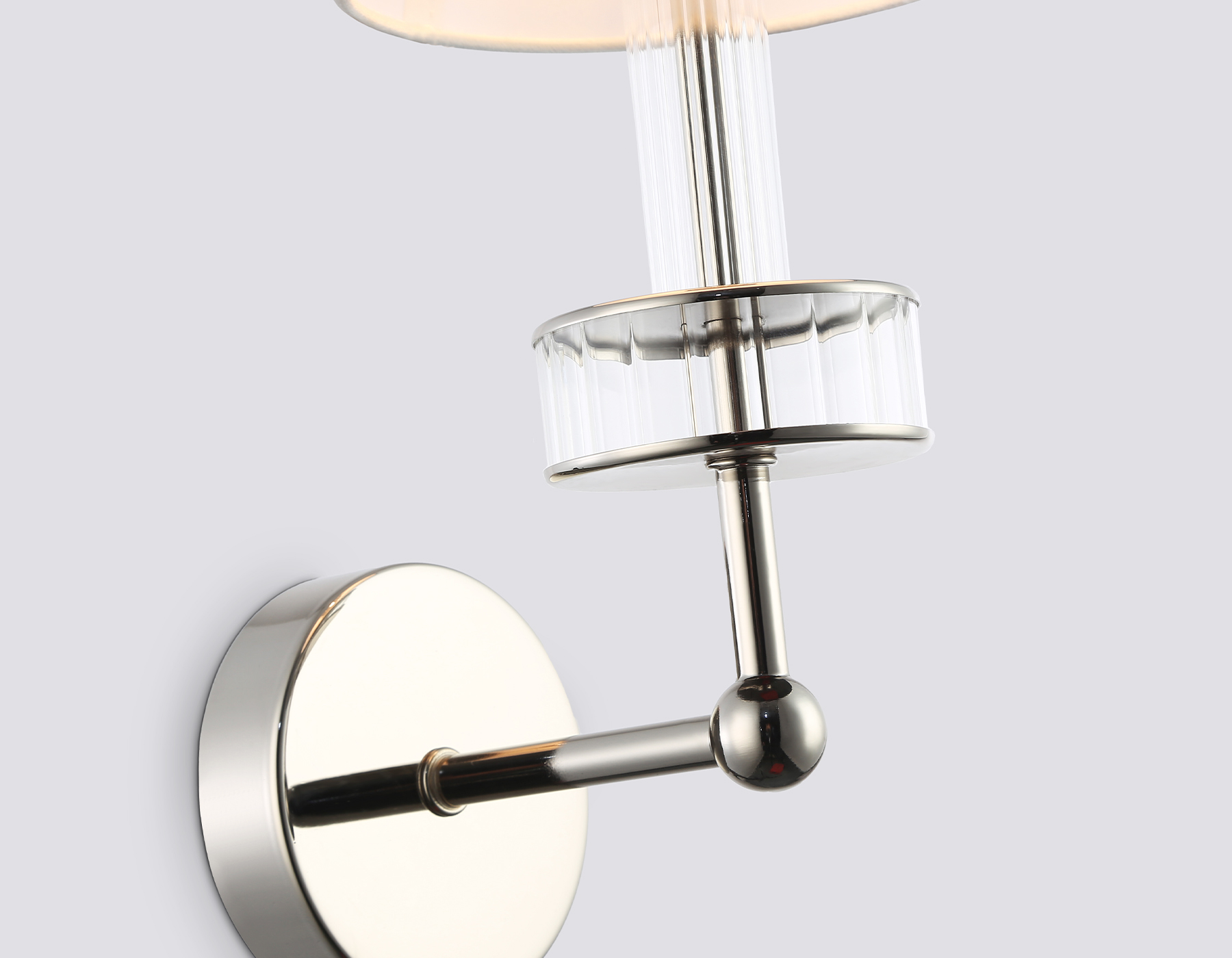 Настенный светильник с абажуром и хрусталем LH71005 BN/WH никель/белый E14 max 40W 210*150*355