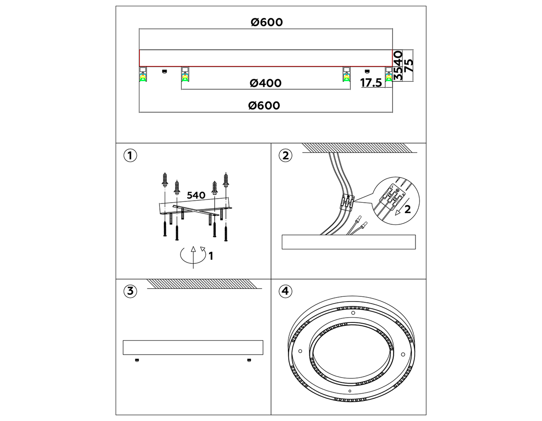 Потолочный светодиодный светильник FL5821 WH белый 55W 3000K/4200K/6400K D600*75 (без ПДУ)
