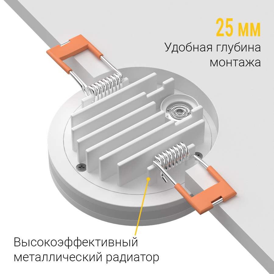 Встраиваемый светодиодный светильник Ledron LIP0906-5W-Y 3000K White (2278)