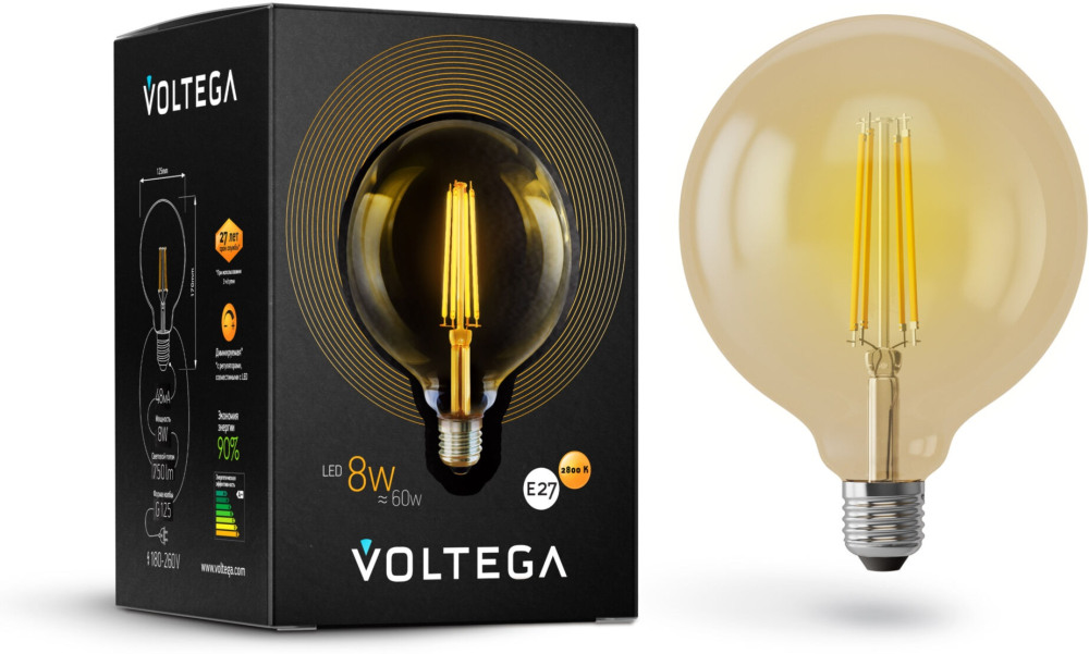 Лампочка светодиодная груша E27 8W 2800K 600lm 6838 (voltega_6838)