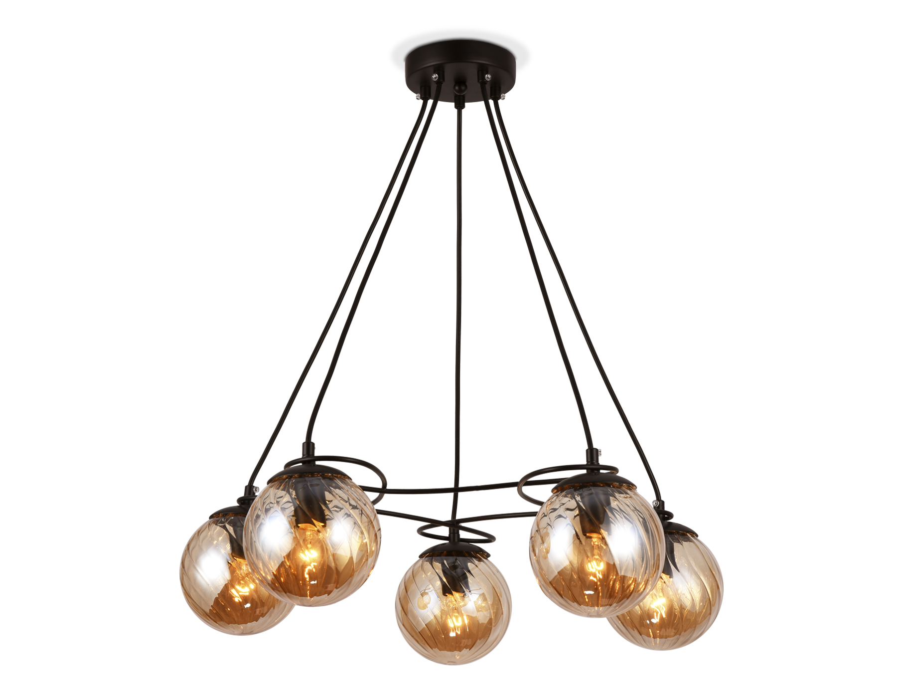 Подвесная люстра TR9022/5 BK/TI черный/янтарь E14 max 40W D560*800