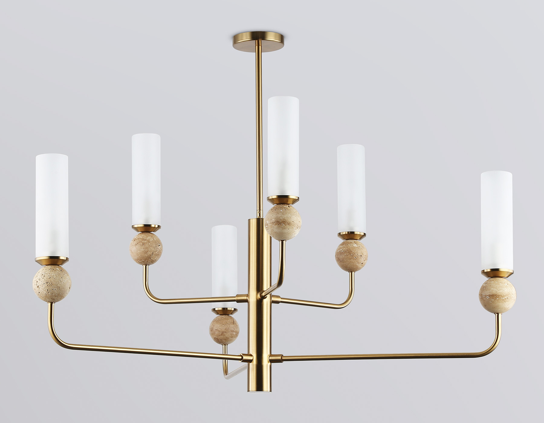 Люстра на штанге с мрамором LH53251/6 BS/FR латунь/белый матовый E14*6 max 40W D1050*1445