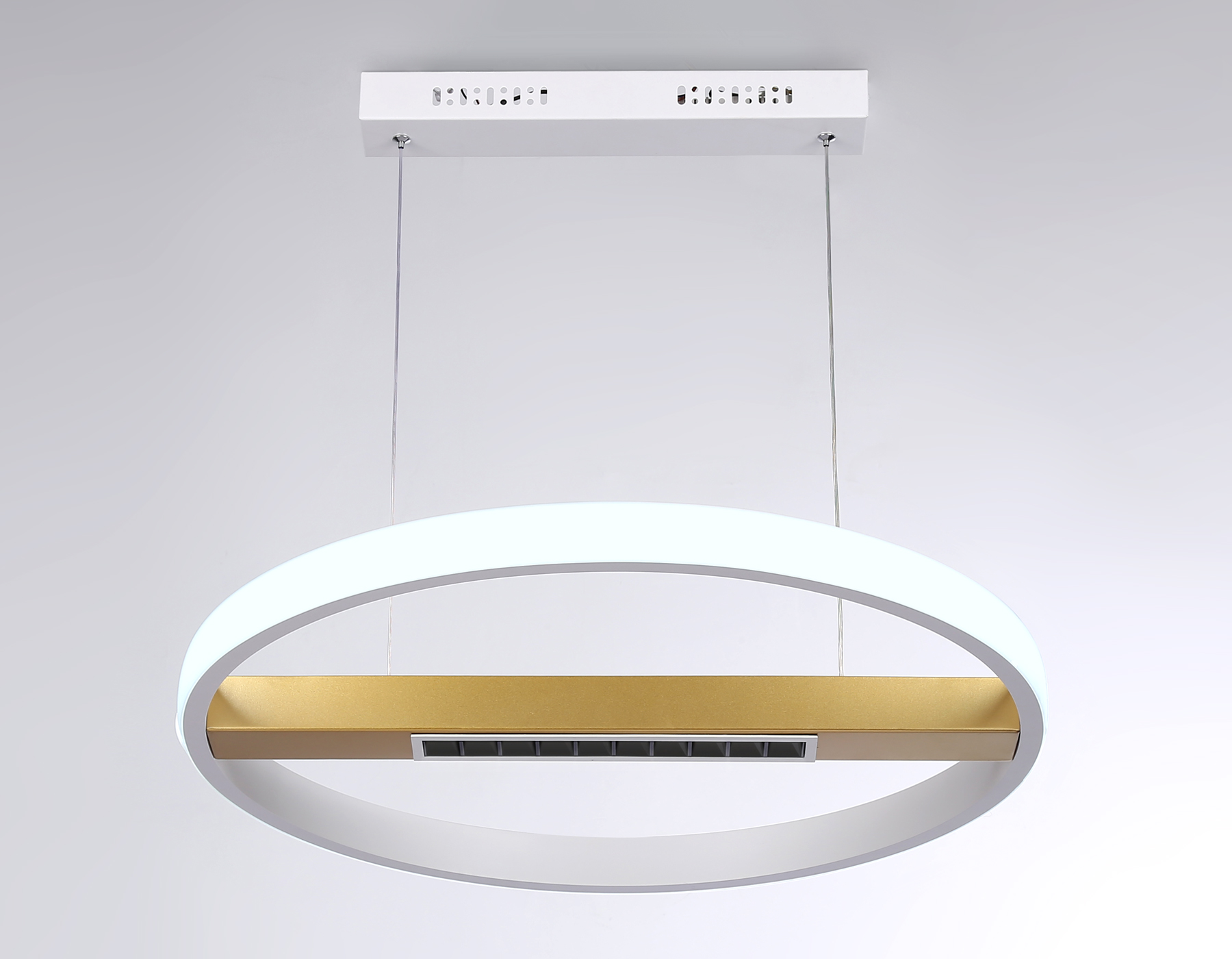 Подвесной светодиодный светильник с пультом управления FL51488 WH/GD белый/золото 62W 3000K-6400K D600*1000 (ПДУ ИК)