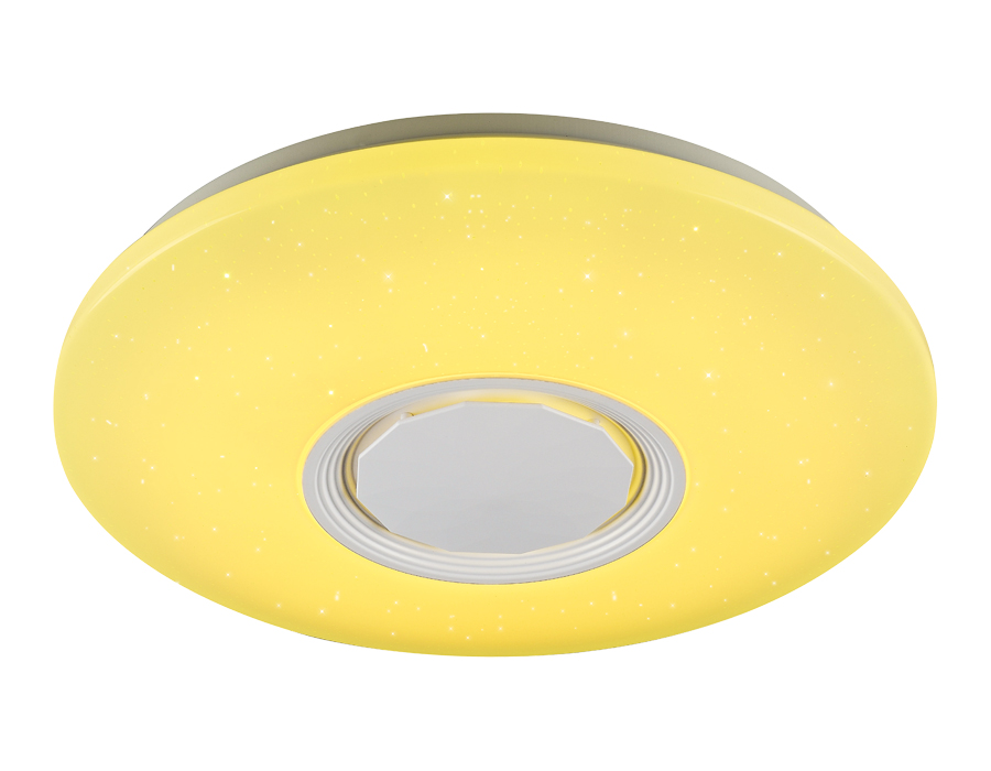 Музыкальный светодиодный светильник c подсветкой RGB FF201 WH/CH белый/хром 72W D495*85 (ПДУ ИК)