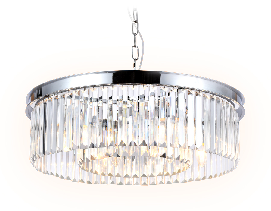 Подвесная люстра с хрусталем TR5096/8 CH/CL хром/прозрачный E14/8 max 40W D600*760