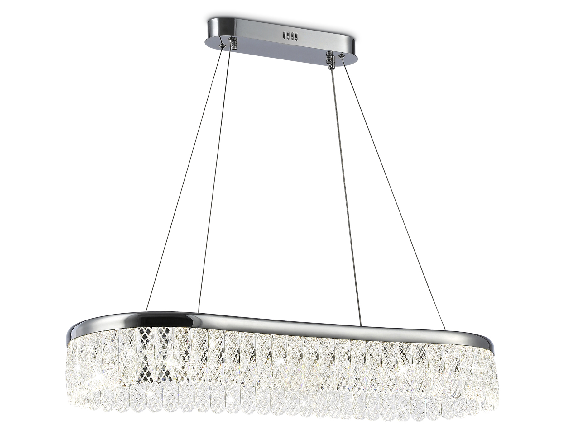 Подвесной светодиодный светильник с хрусталем TR49733 CH хром 38W 3000K/4200K/6400K 800*300*980 (Без ПДУ)