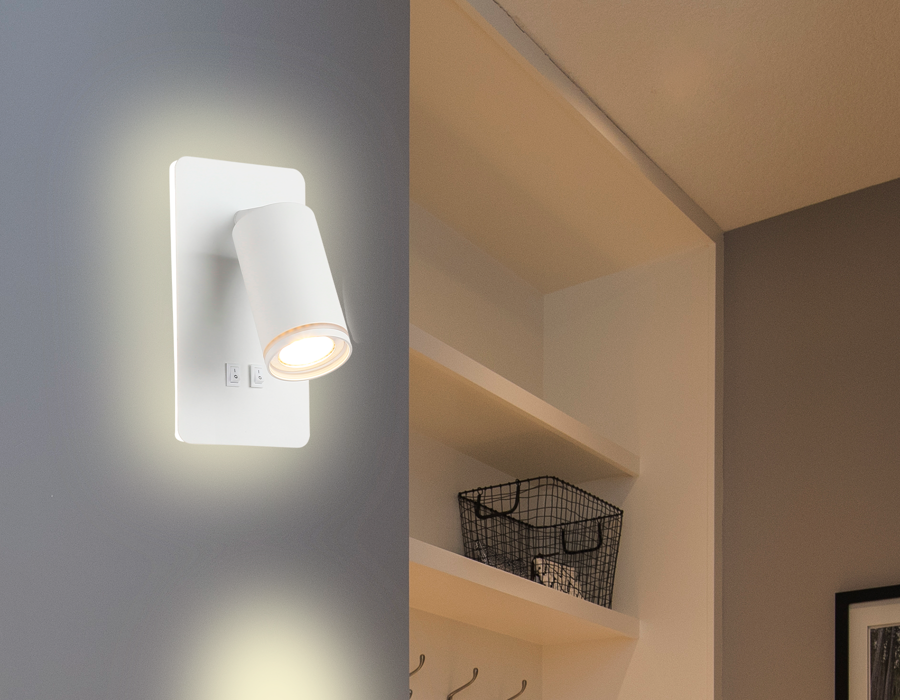 Настенный светильник с выключателем FW2465 WH белый LED 4200K 9W 185*105*150