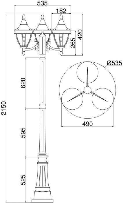 Наземный фонарь IP44 Maytoni Rivoli O026FL-03B (o026fl-03b)