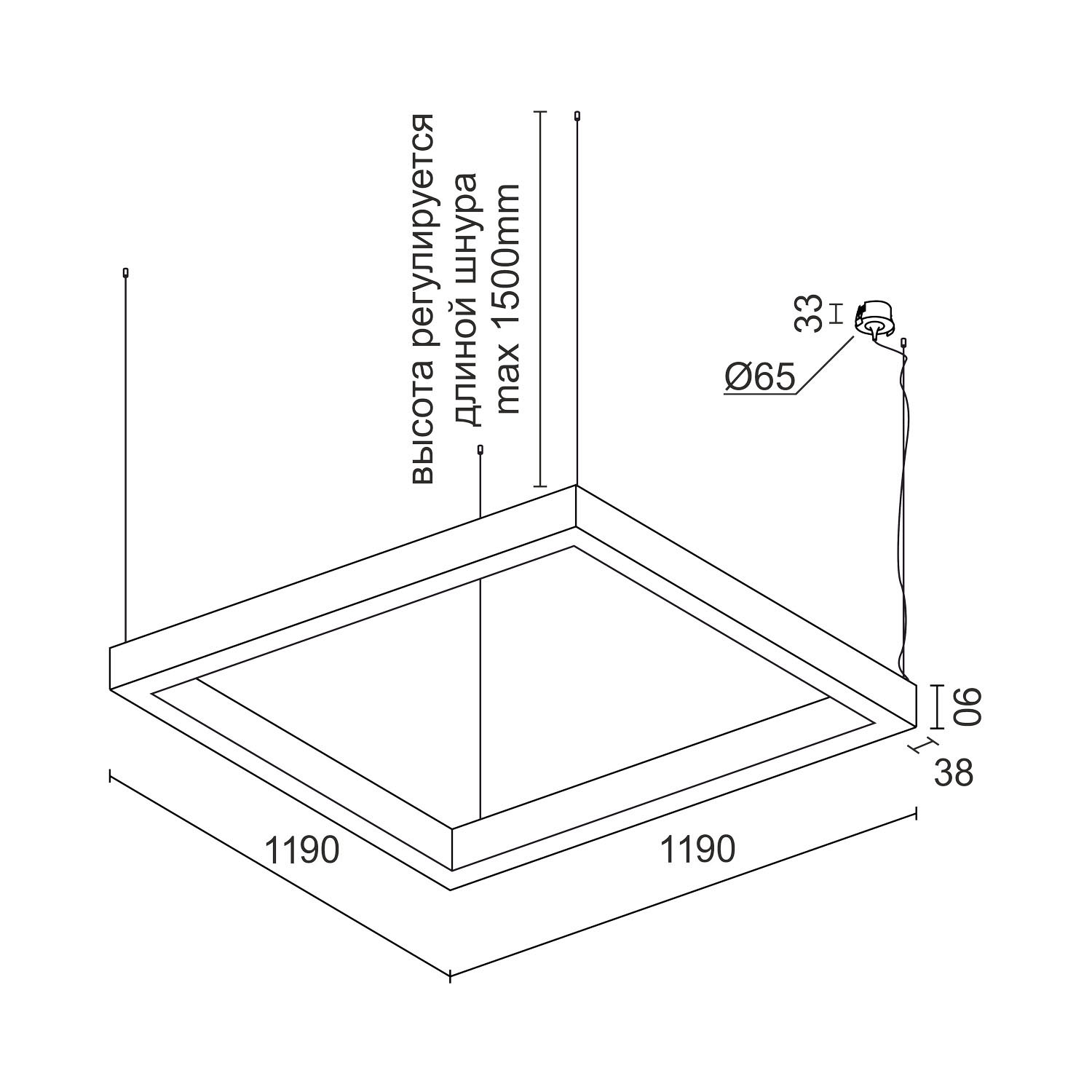 Подвесной светодиодный светильник Ledron KVADRO Basic 1190 White 4000K (4821)