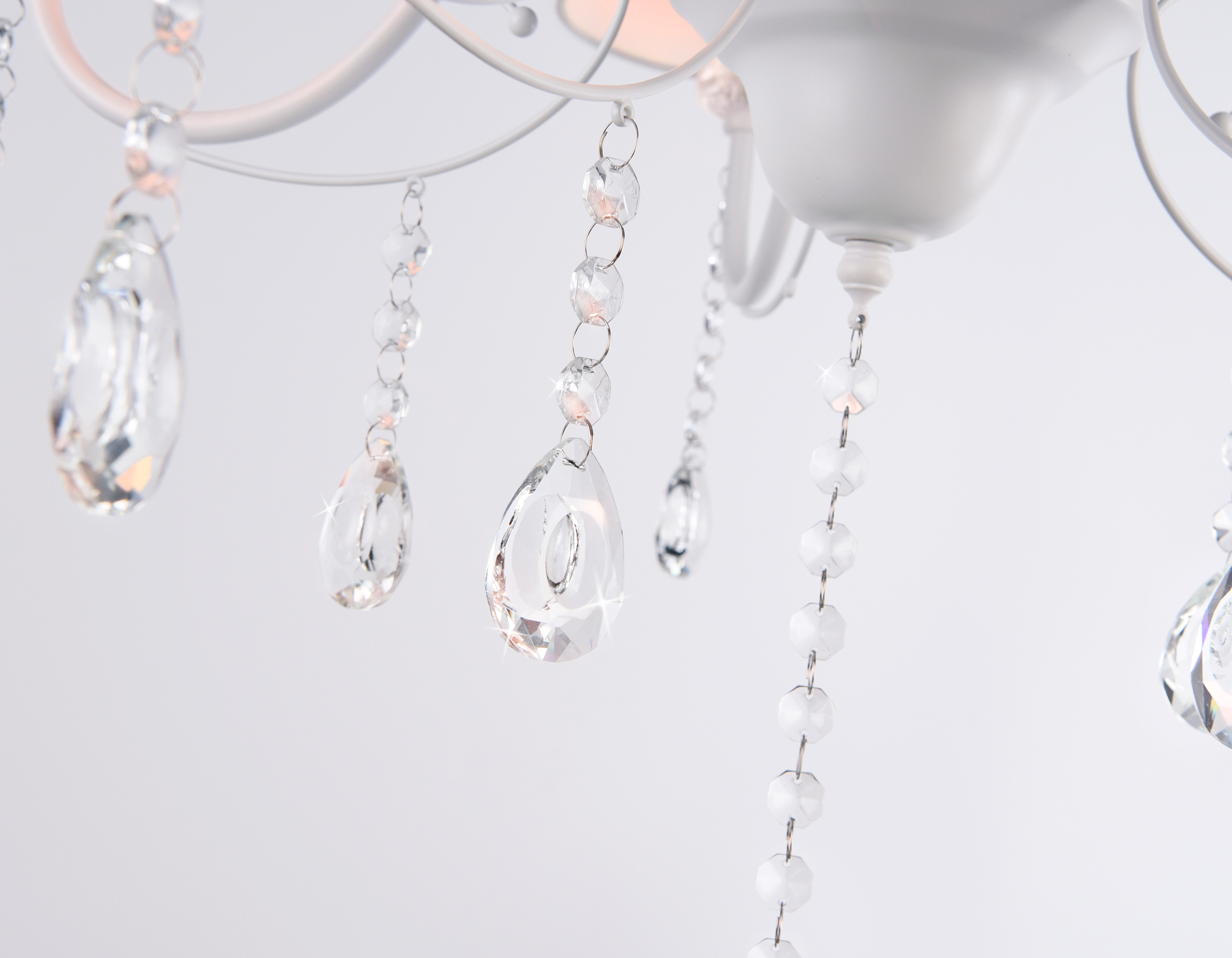 Подвесная люстра с абажуром и хрусталем TR4603/5 WH белый E27/5 max 40W D620*865