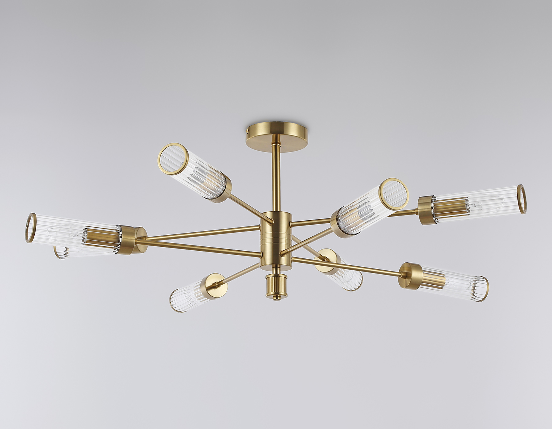 Люстра со стеклянными плафонами на штанге LH55162/8 BS/CL латунь/прозрачный E14/8 max 40W D930*330