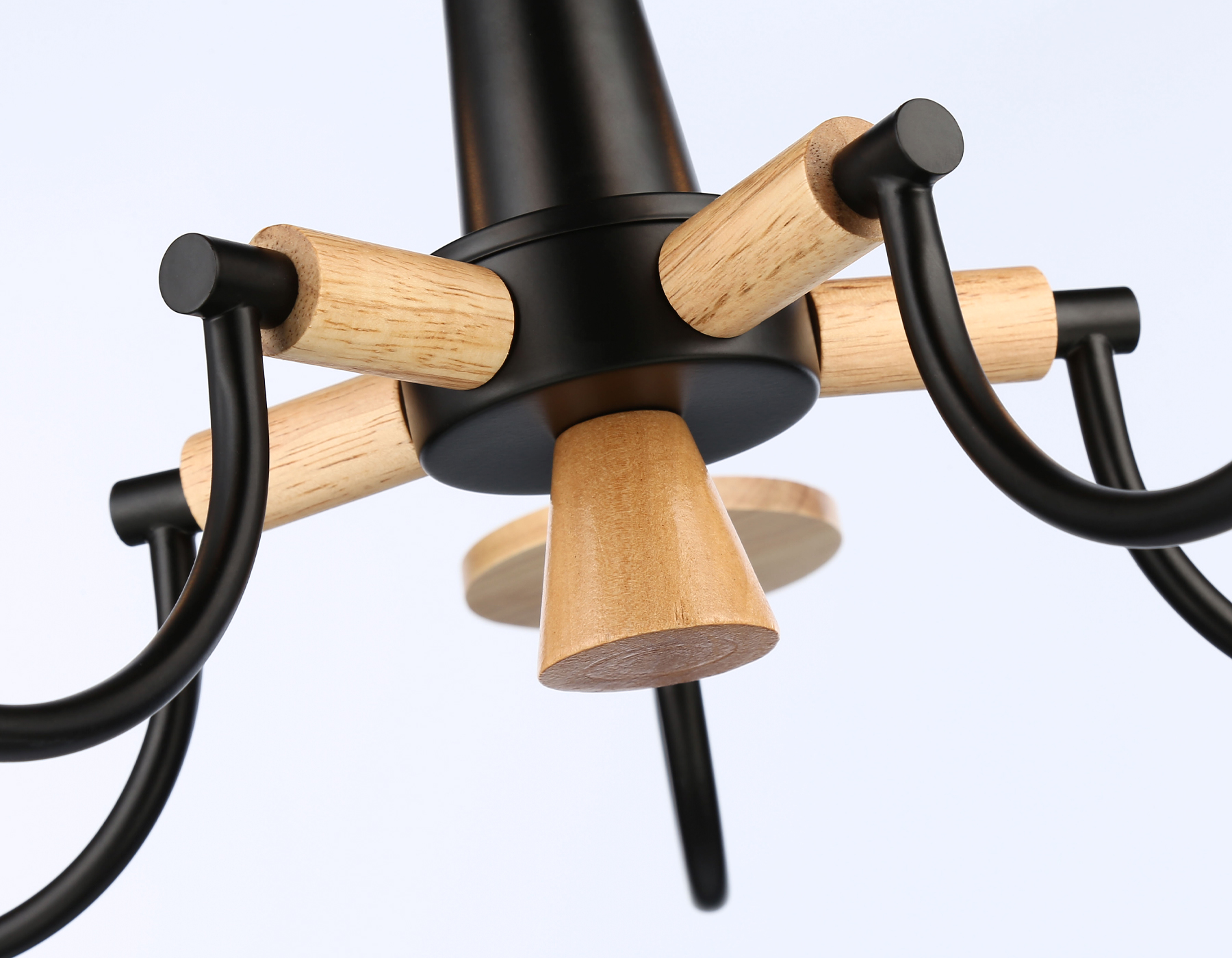 Подвесная люстра TR9593/5 BK/LW черный/светлое дерево E14/5 max 40W D555*660