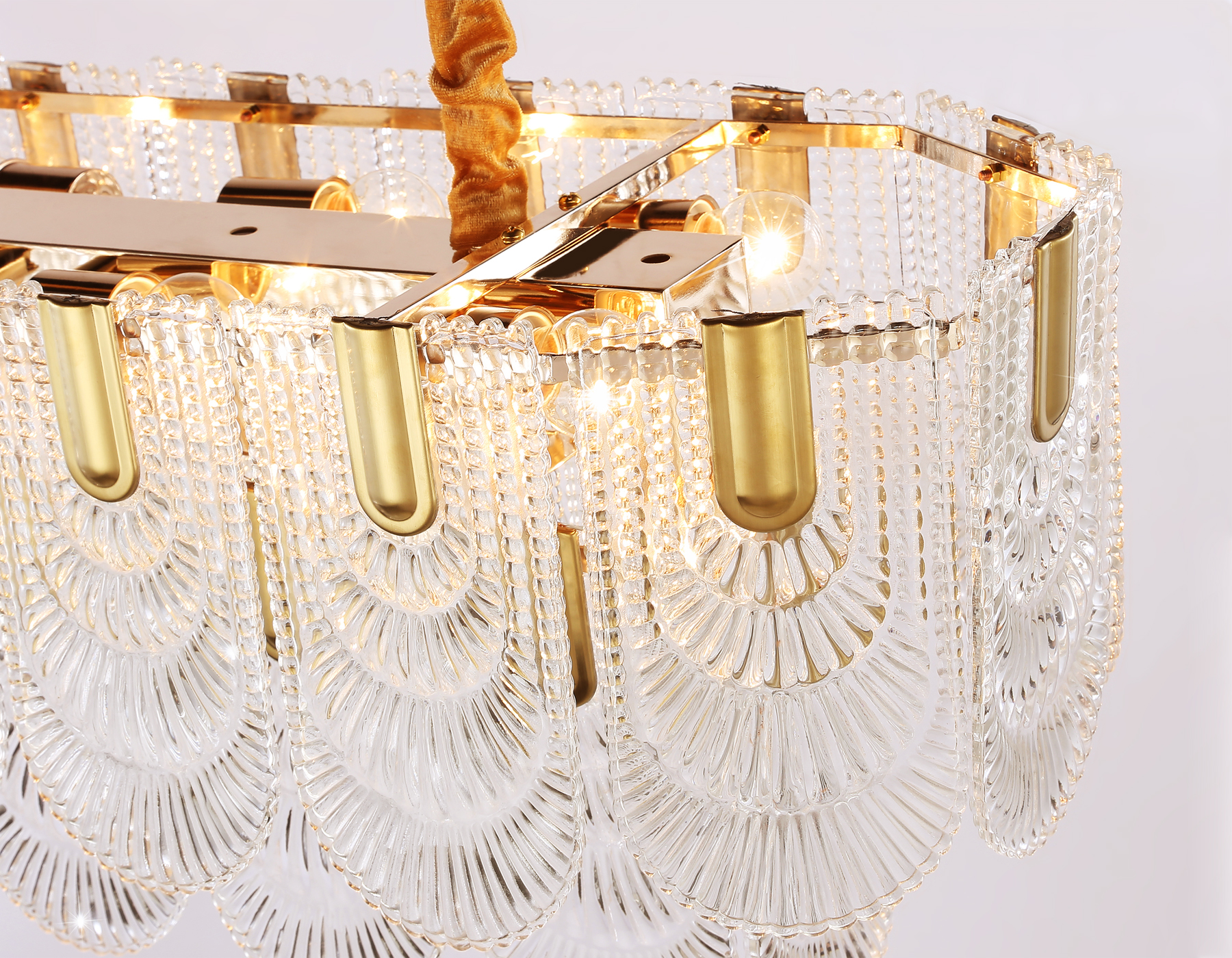 Подвесная люстра с хрусталем TR5389/12 GD/FR золото/белый матовый E27*12 max 40W 850*300*320