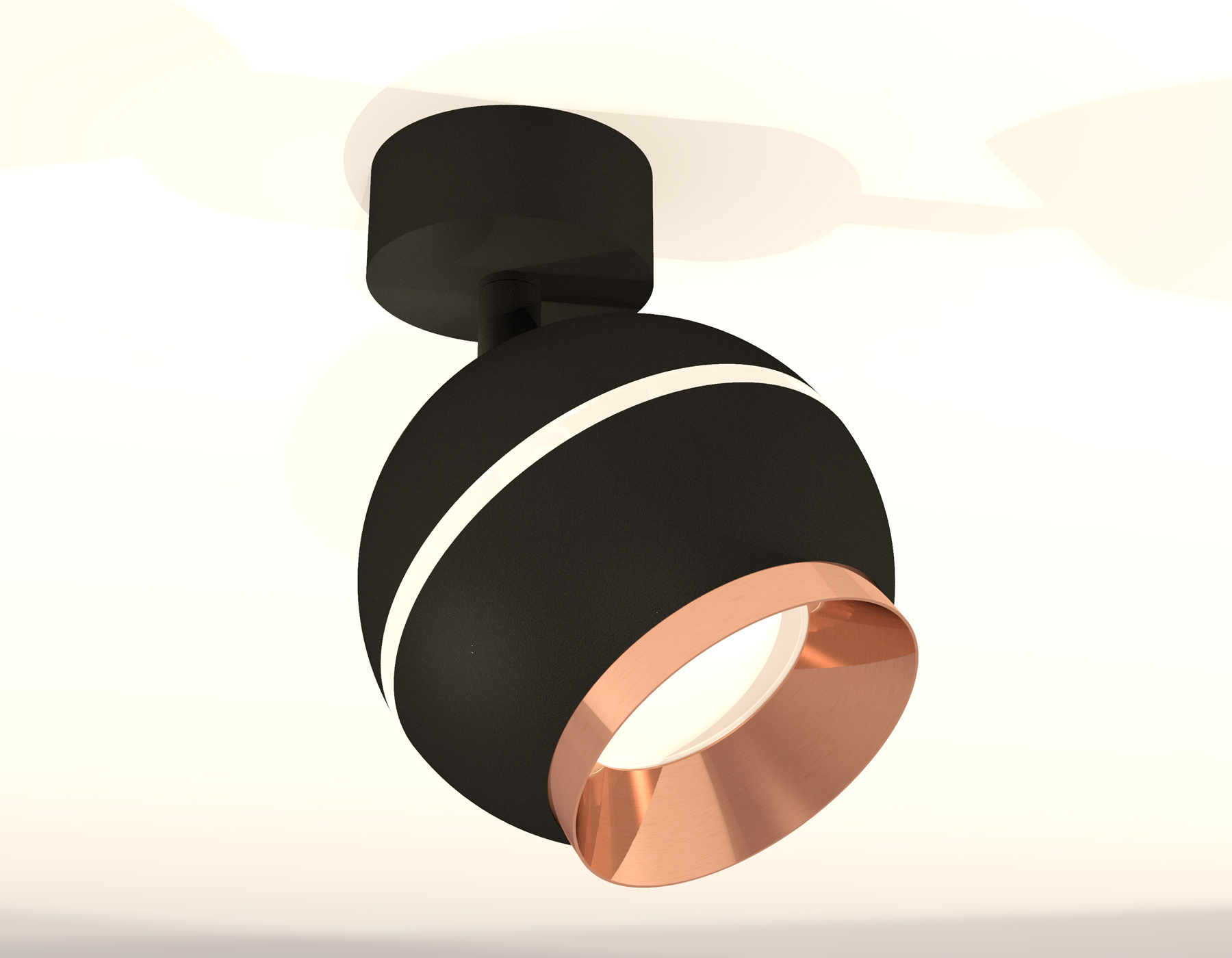 Комплект поворотного светильника с дополнительной подсветкой XM1102005 SBK/PPG черный песок/золото розовое полированное MR16 GU5.3 LED 3W 4200K