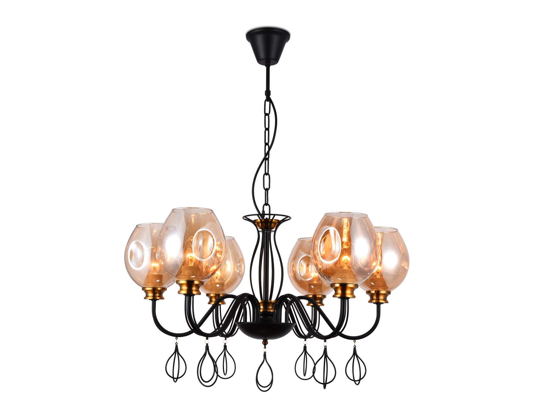 Подвесная люстра TR9055/6 BK/TI черный/янтарь E27 max 40W D700*850