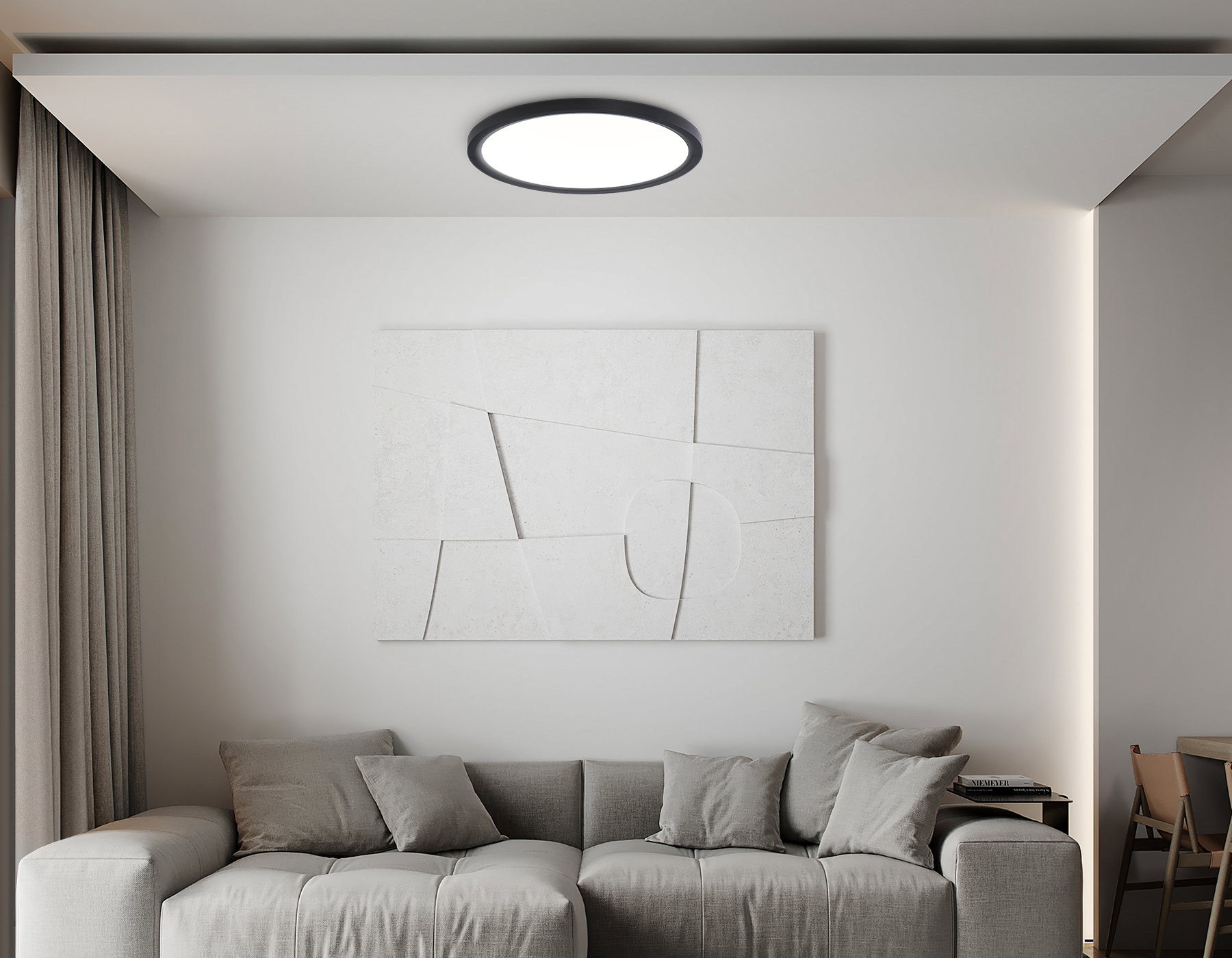 Светильник светодиодный ультратонкий 3000K-6500K с CCT-переключателем FZ1908 BK черный IP54 35W 3000K-6500K CCT-переключатель D450*25 (Без ПДУ)