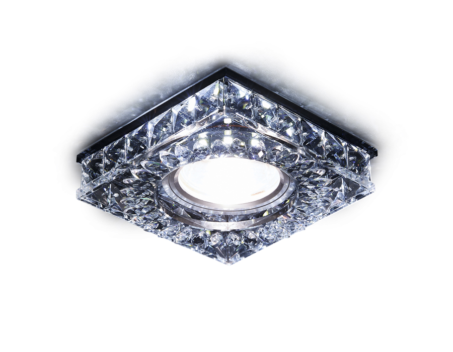 Встраиваемый точечный светильник MR16 со светодиодной подсветкой S251 BK хром/тонированный хрусталь/MR16+3W(LED WHITE)