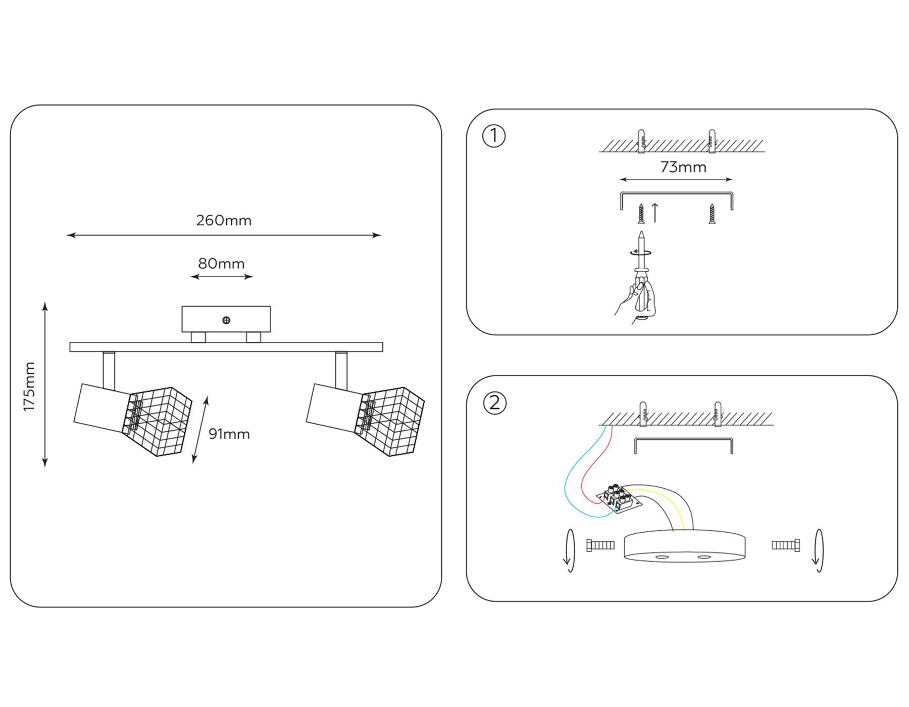 Настенно-потолочный спот в стиле лофт TR8628/2 WH/CH белый/хром E27*2 max 40W 260*91*175