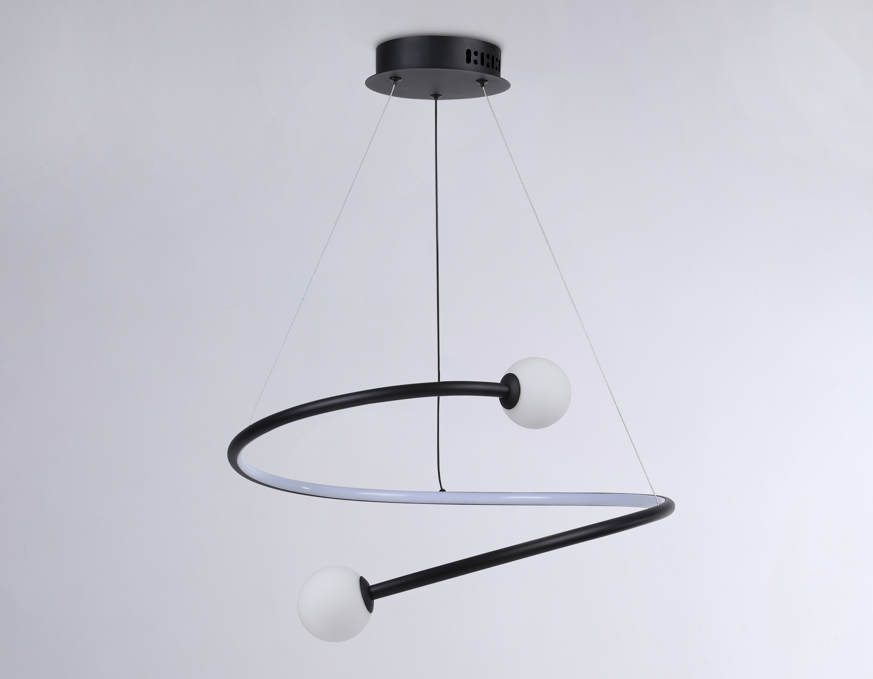 Подвесной светодиодный светильник с пультом управления FL66293 BK черный 39W 3000K-6400K D500*1000 (ПДУ ИК)