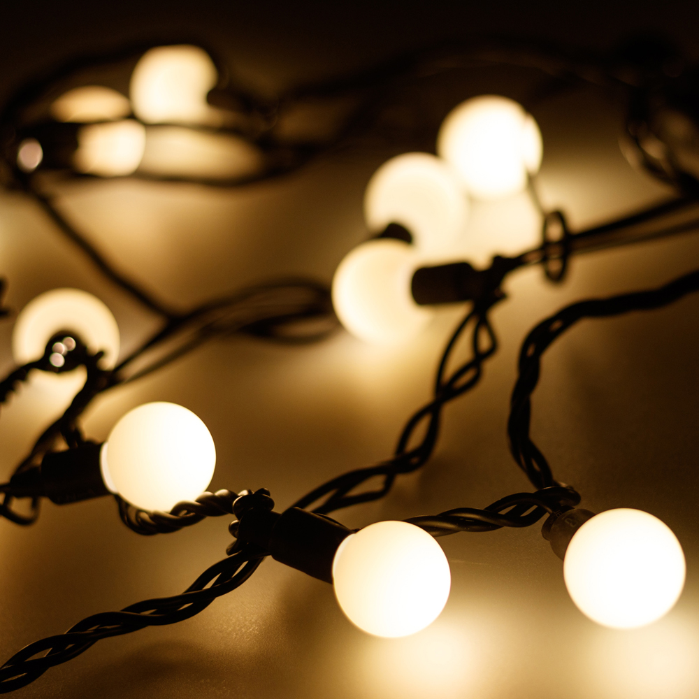 Светодиодная гирлянда ARD-BALL-CLASSIC-D23-10000-BLACK-80LED WARM (230V, 3.5W) (Ardecoled, IP65) 025617
