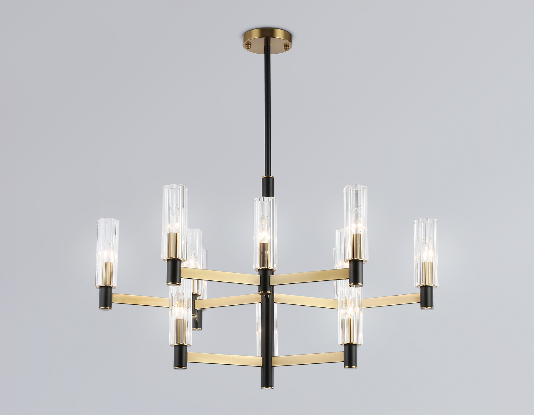 Люстра на штанге LH55515/12 BK/BS/CL черный/латунь/прозрачный E14*12 max 40W D860*905