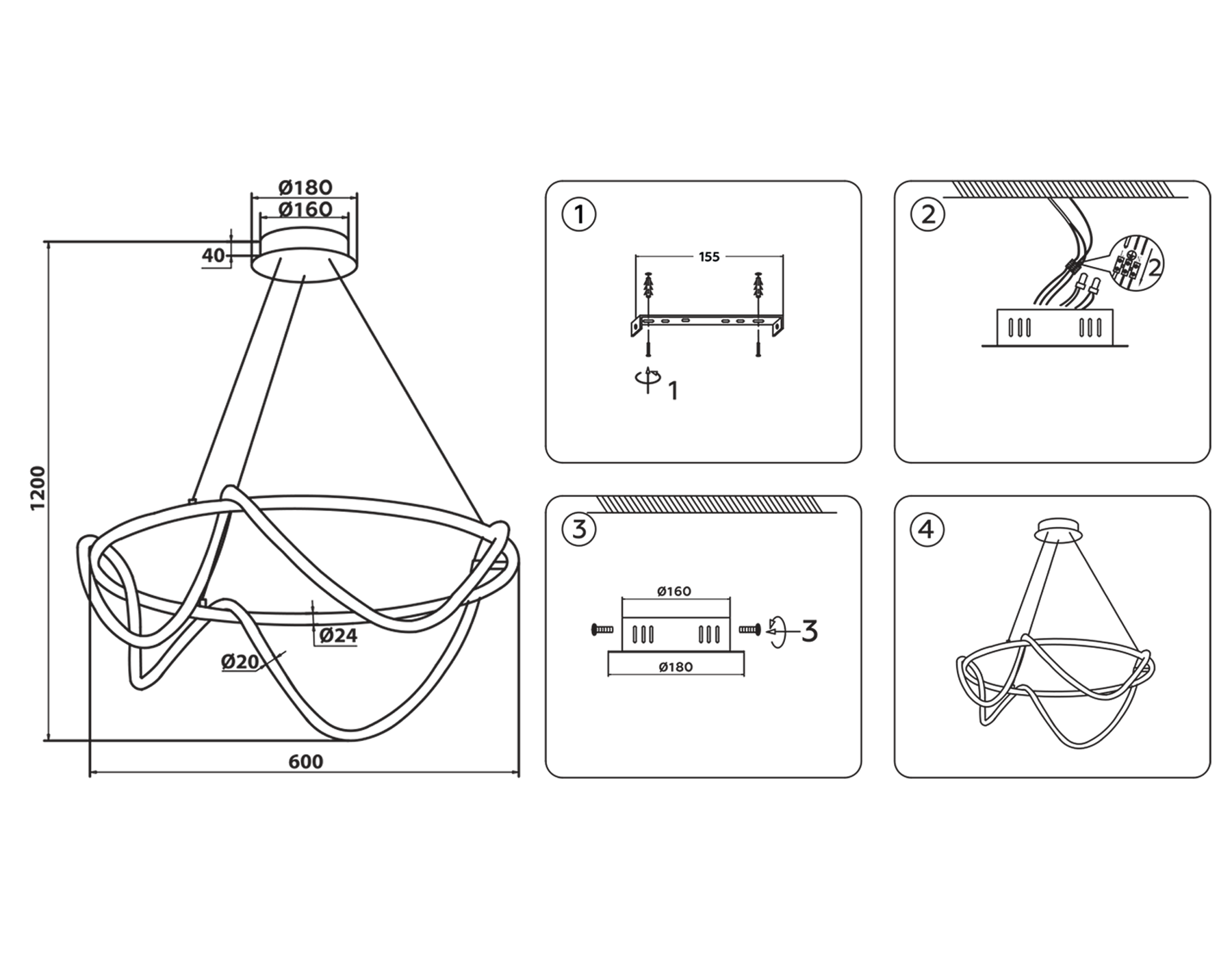 Подвесной светодиодный светильник с пультом FL10503 BS латунь 3000K/4200K/6400K 74W D600*1200 (ПДУ РАДИО 2.4G)