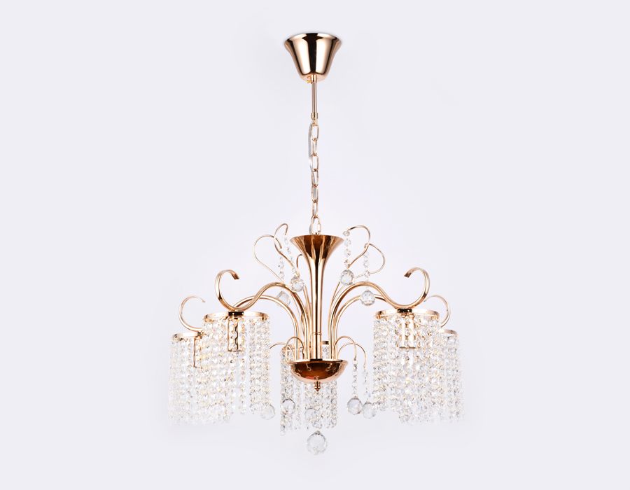 Подвесная люстра с хрусталем TR4507/5 GD/CL золото/прозрачный E14/5 max 40W D610*720