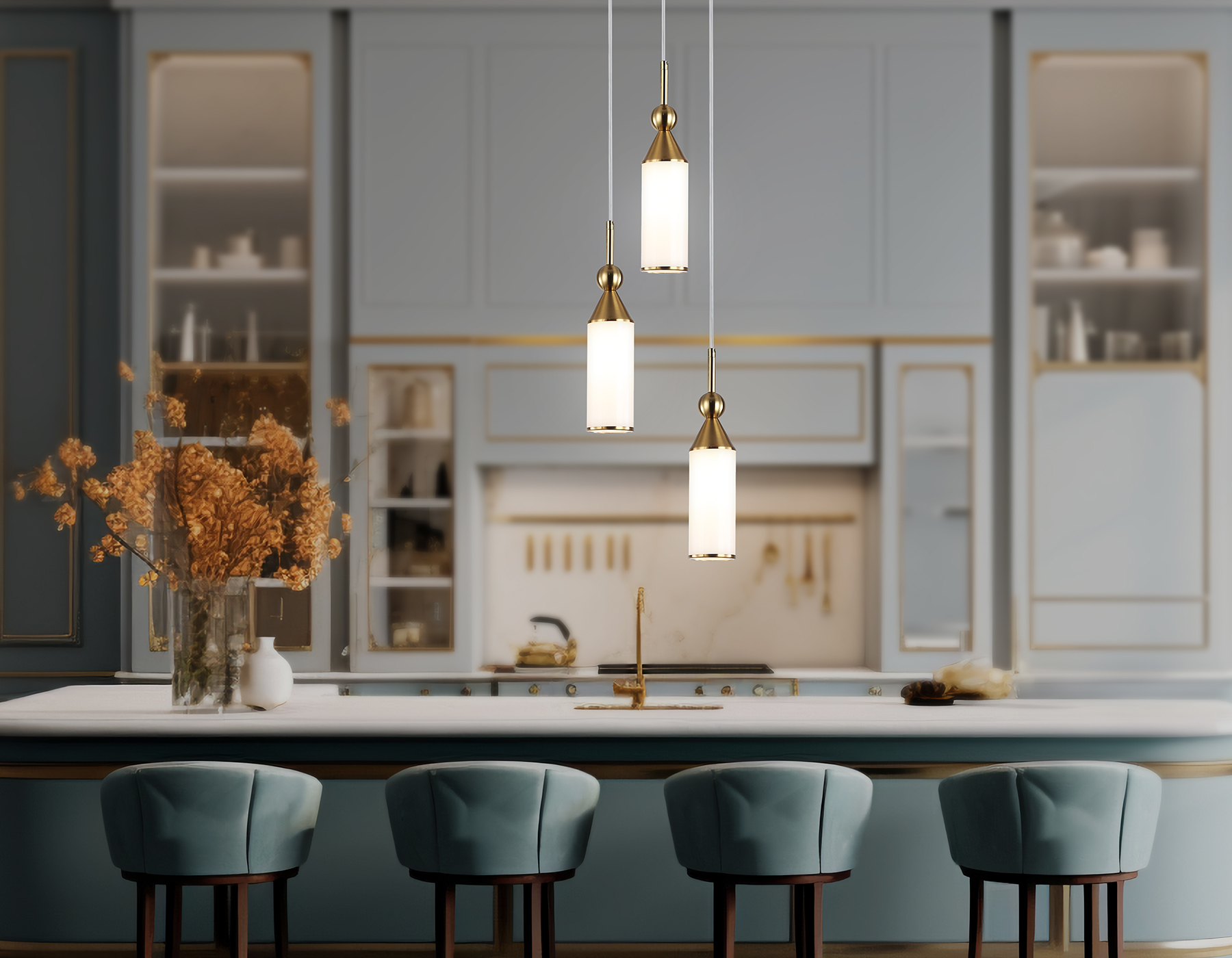 Подвесной светильник LH55272/3 BS/FR латунь/белый матовый E14 max 40W D230*1200