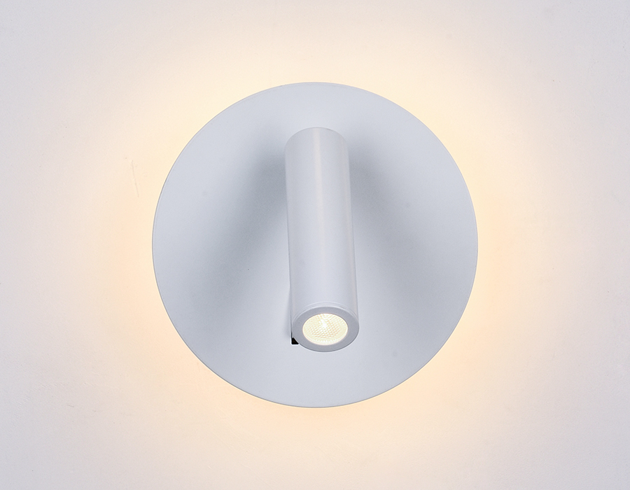 Настенный поворотный светодиодный светильник с выключателем FW251 WH/S белый/песок LED 4200K+3000K 12W D140*110