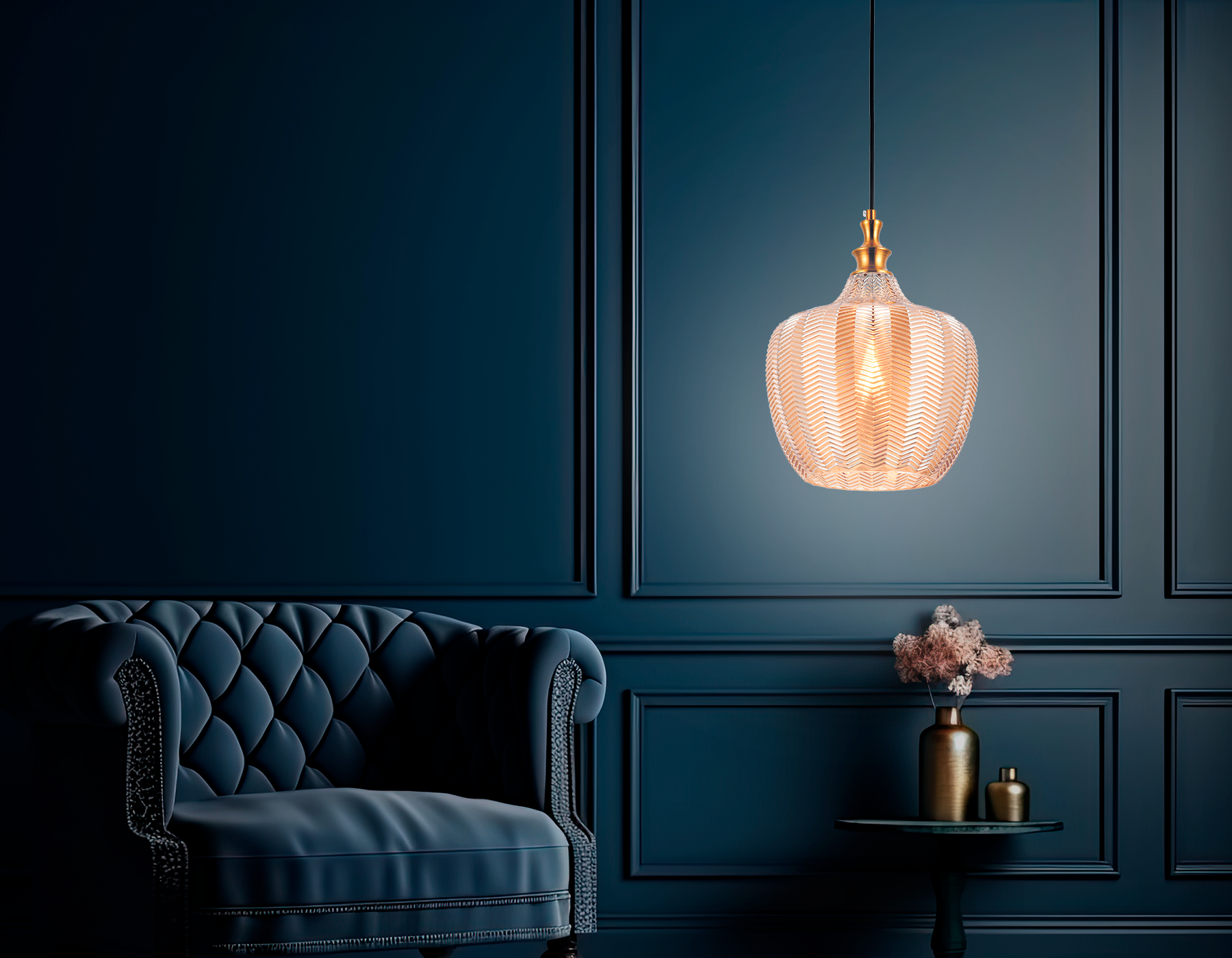 Подвесной светильник TR3531 SB/TI бронза/янтарь E27 max 40W D250*1200