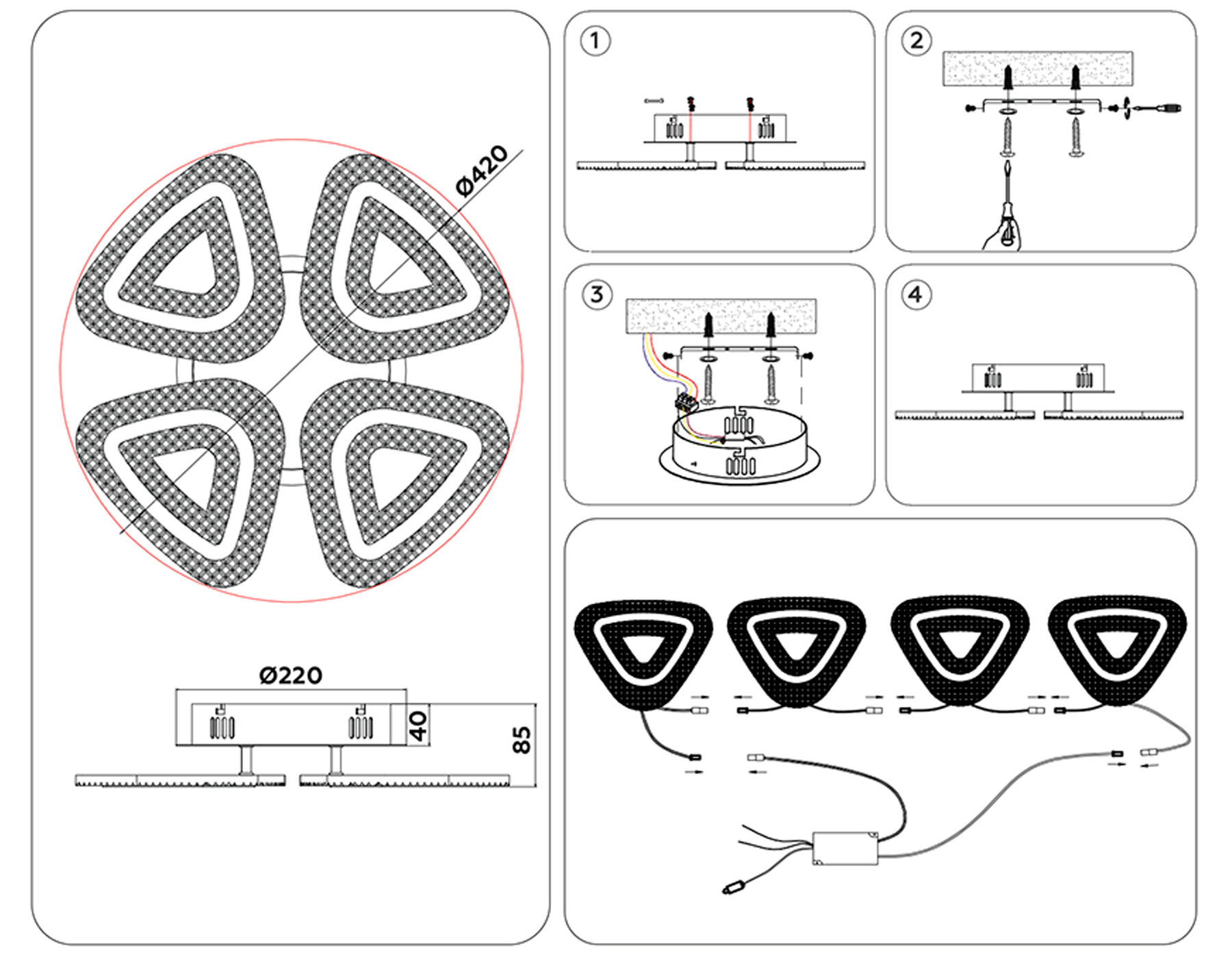 Потолочный светодиодный светильник с пультом FA4019/4 WH белый 82W 3000K+6400K/4200K/6400K+3000K D420*85 (ПДУ ИК)