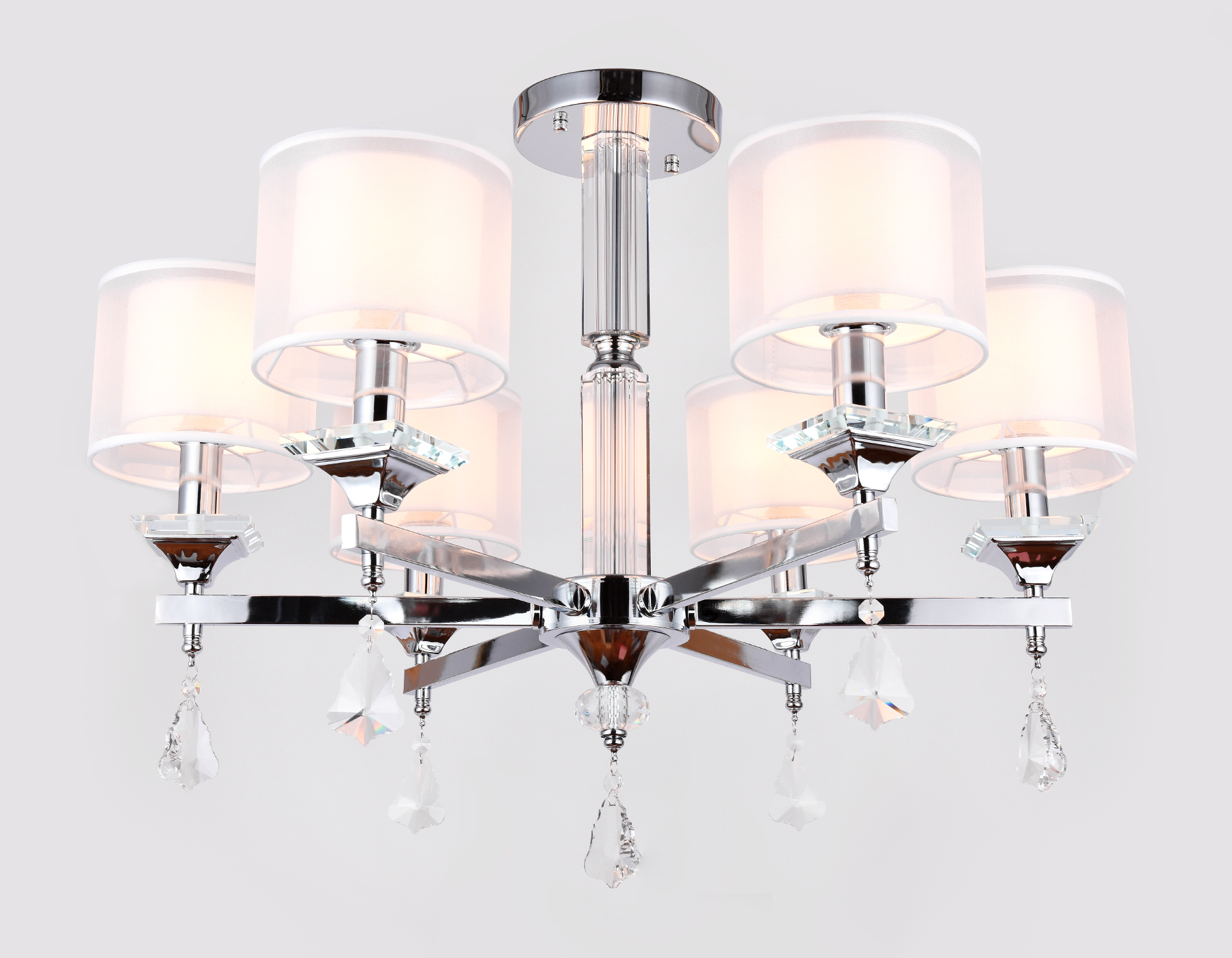 Подвесная люстра с хрусталем TR4533/6 CH/WH хром/белый E14/6 max 40W D700*560