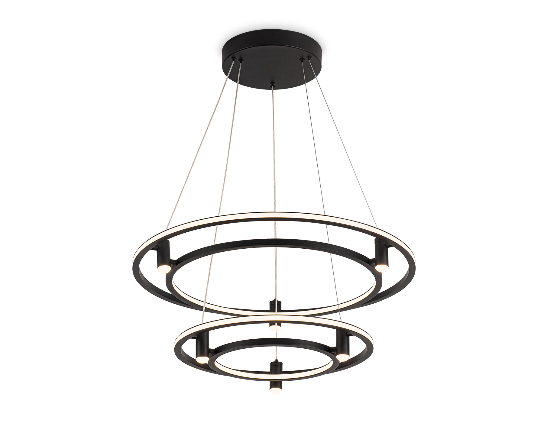 Подвесной светодиодный светильник FL5544/2+6 BK черный 90W 3000K/4200K/6400K D600/400*1300 (без ПДУ)